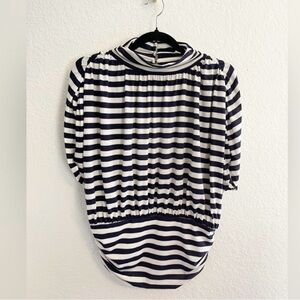 Anthropologie Navy and White Striped Blouse